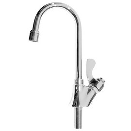 Lead-free gooseneck faucet, self-closing